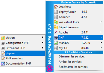 fichier php.ini sous WAMP